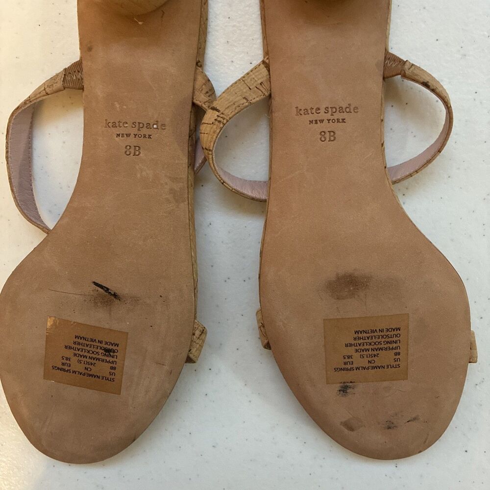 Kate Spade Sandal Women’s New York Palm Springs Leather Slide Natural Sz 8B Shoe - Picture 2 of 15